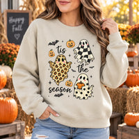 Tis The Season Halloween Sweatshirt, Cute Retro Patterned Ghost, Trendy Fall Spooky Season Gift