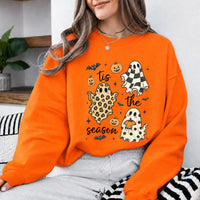 Tis The Season Halloween Sweatshirt, Cute Retro Patterned Ghost, Trendy Fall Spooky Season Gift