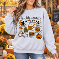 Tis The Season Halloween Sweatshirt & T-Shirt Women Retro Spooky Fall Doodle Graphic Casual Outfit