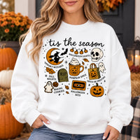 Tis The Season Halloween Sweatshirt & T-Shirt Women Retro Spooky Fall Doodle Graphic Casual Outfit