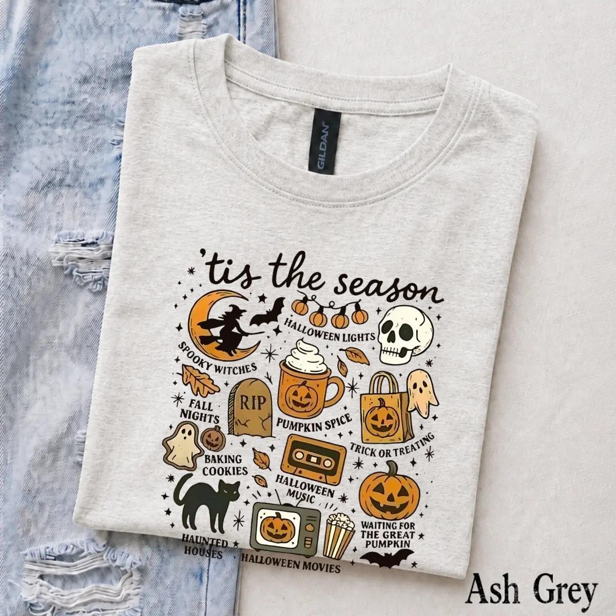 Tis The Season Halloween T-Shirt Spooky Season Fall Activities Trick Or Treat Women Retro Vintage Graphic