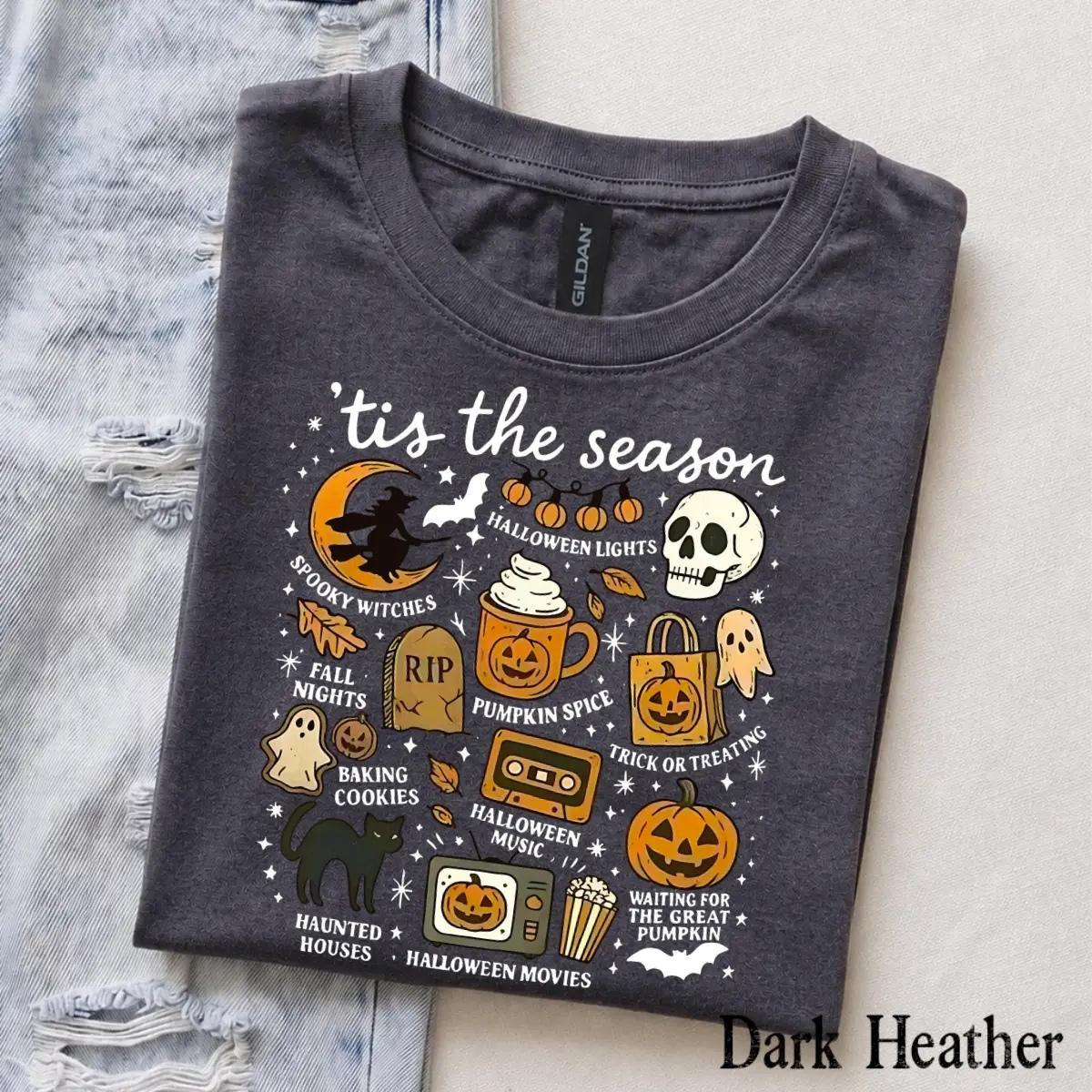 Tis The Season Halloween T-Shirt Spooky Season Fall Activities Trick Or Treat Women Retro Vintage Graphic