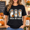 Trick or Teach Halloween Teacher T-Shirt, Cute Ghost Educator Graphic, Spooky Classroom Outfit