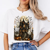 Vintage Haunted House Spooky Mansion Sweatshirt and T-Shirt Halloween Spooky Season Unisex Vintage Gothic