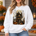 Vintage Haunted House Halloween Sweatshirt, Gothic Victorian Manor Graphic, Spooky Season Outfit