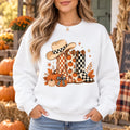 Western Fall Pumpkin Sweatshirt, Cowgirl Boots Autumn Graphic Crewneck, Rustic Country Thanksgiving Pullover for Women