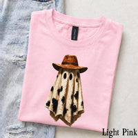 Western Ghost T-Shirt Cow Print Cowboy Ghost Spooky Season Women Country Retro