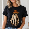 Western Ghost T-Shirt Cow Print Cowboy Ghost Spooky Season Women Country Retro