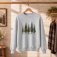 Winter Wonderland Evergreen Christmas Sweatshirt, Pine Tree Winter Holiday for Women, Minimal Woodland Design
