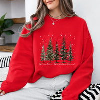 Winter Wonderland Sweatshirt, Winter Wonderland Pine Trees, Winter Holiday Women Minimalist Woodland Design