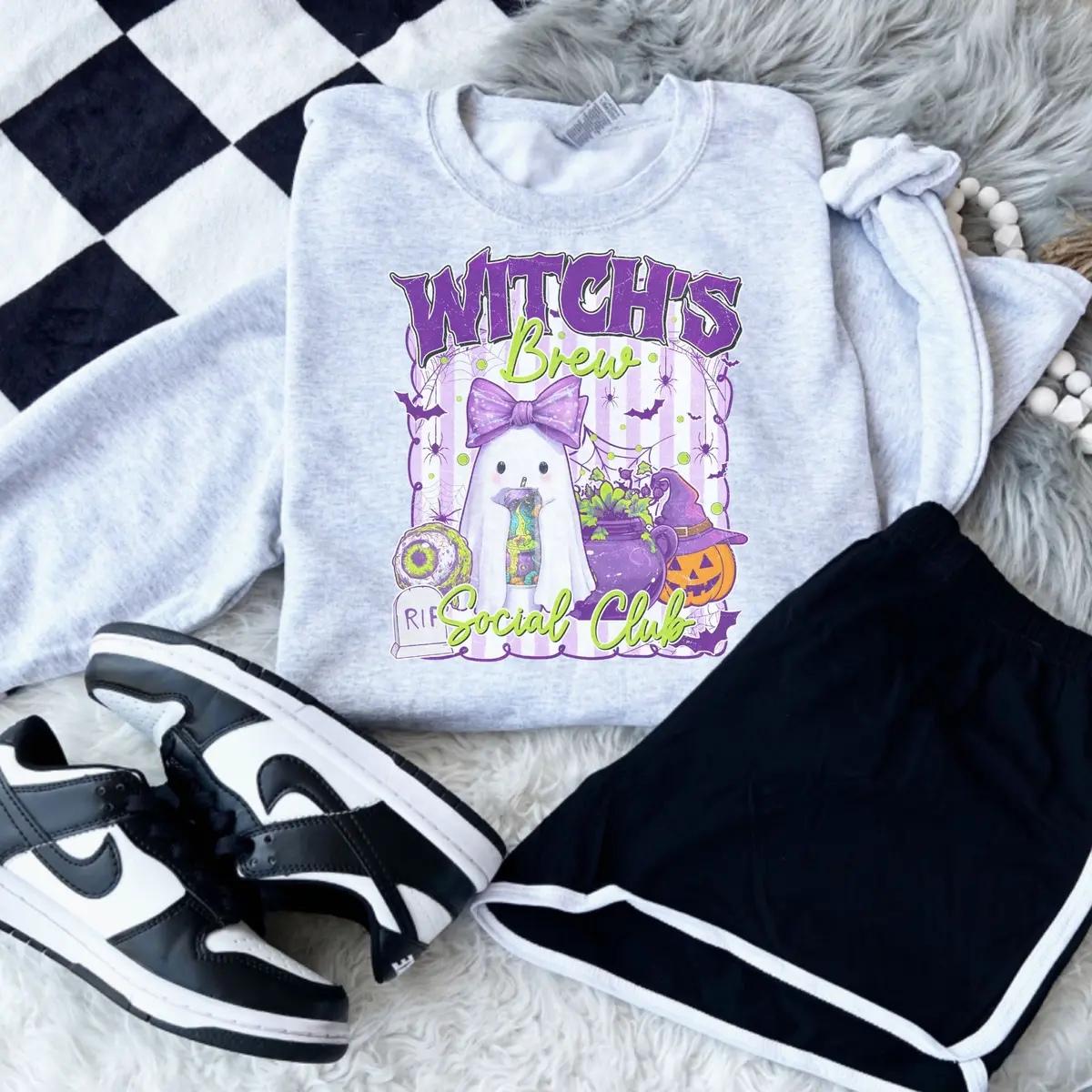 Witchs Brew Sweatshirt and T-Shirt Witch's Brew Social Club Halloween Party Women Cute Spooky Retro
