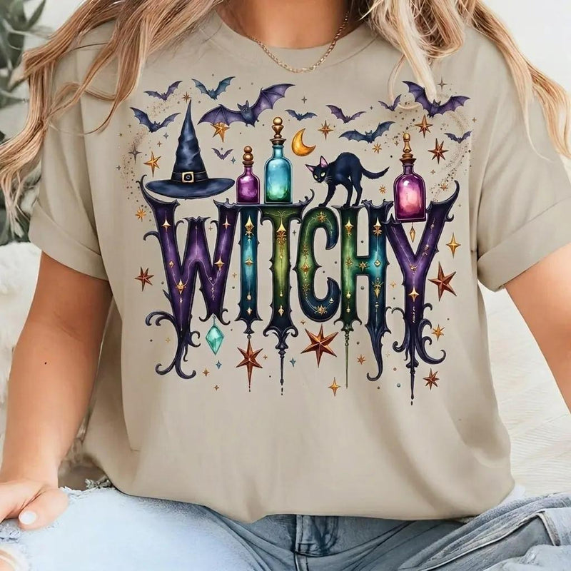 Witchy Halloween T-Shirt Witchy Graphic Spooky Season Women Gothic Mystical Aesthetic