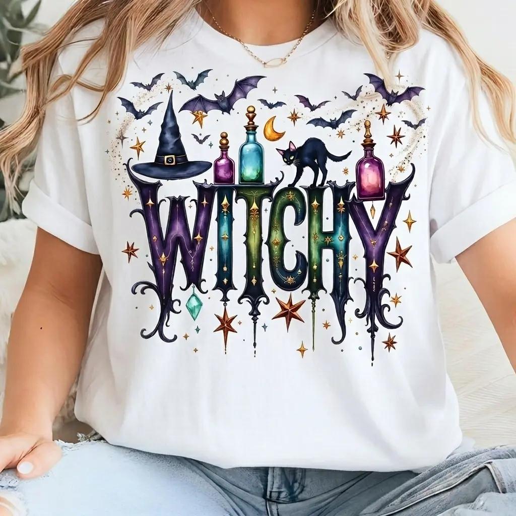 Witchy Halloween T-Shirt Witchy Graphic Spooky Season Women Gothic Mystical Aesthetic