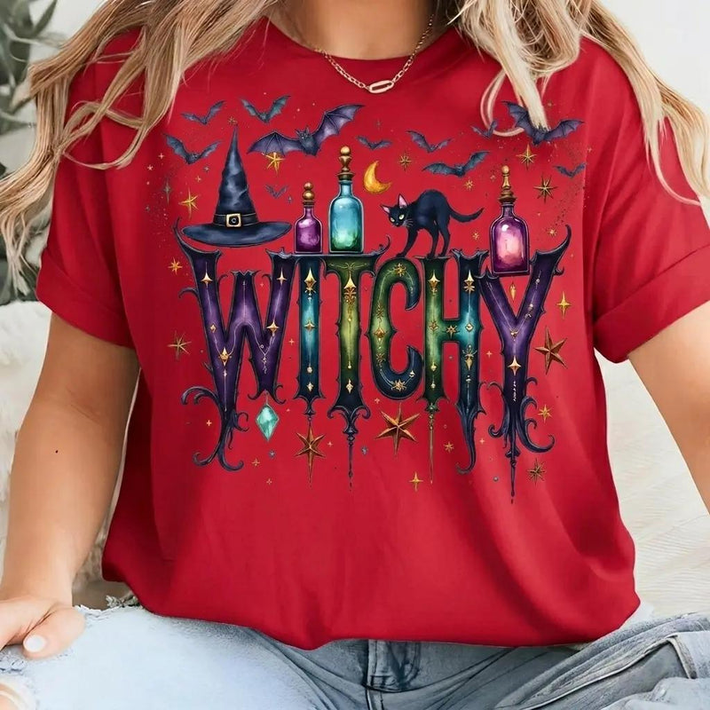 Witchy Halloween T-Shirt Witchy Graphic Spooky Season Women Gothic Mystical Aesthetic