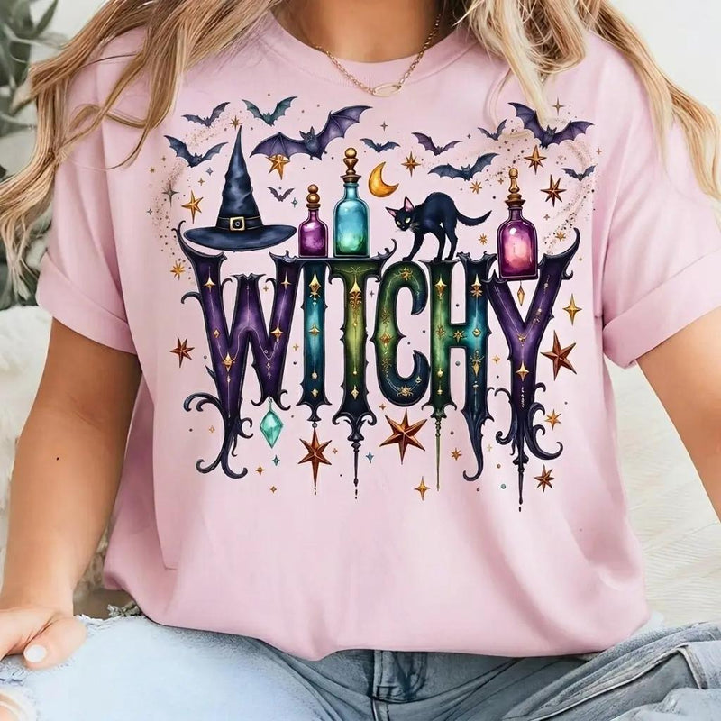 Witchy Halloween T-Shirt Witchy Graphic Spooky Season Women Gothic Mystical Aesthetic