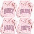 Women's Casual Personalized Leopard Animal Print Hoodie - Custom Family Nickname Option (Mama, Auntie, Mimi, Gigi, Mom Text), Birthday Style Gift for Grandmas