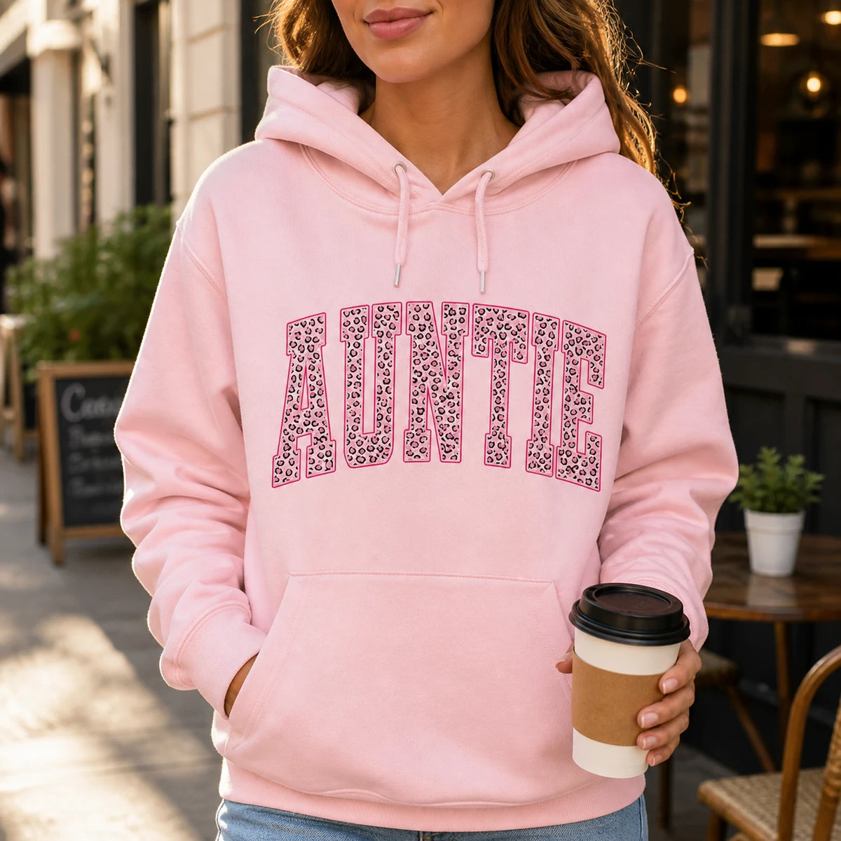 Women's Casual Personalized Leopard Animal Print Hoodie - Custom Family Nickname Option (Mama, Auntie, Mimi, Gigi, Mom Text), Birthday Style Gift for Grandmas