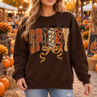 Women's Coquette Halloween Sweatshirt Cute Spooky Ghost Pumpkin Graphic Crewneck Fall Pullover