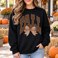 Women’s Fall Outfit Graphic Sweatshirt with Polka Dot Lettering and Gingham Bow for Thanksgiving