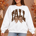 Women’s Fall Outfit Graphic Sweatshirt with Polka Dot Lettering and Gingham Bow for Thanksgiving