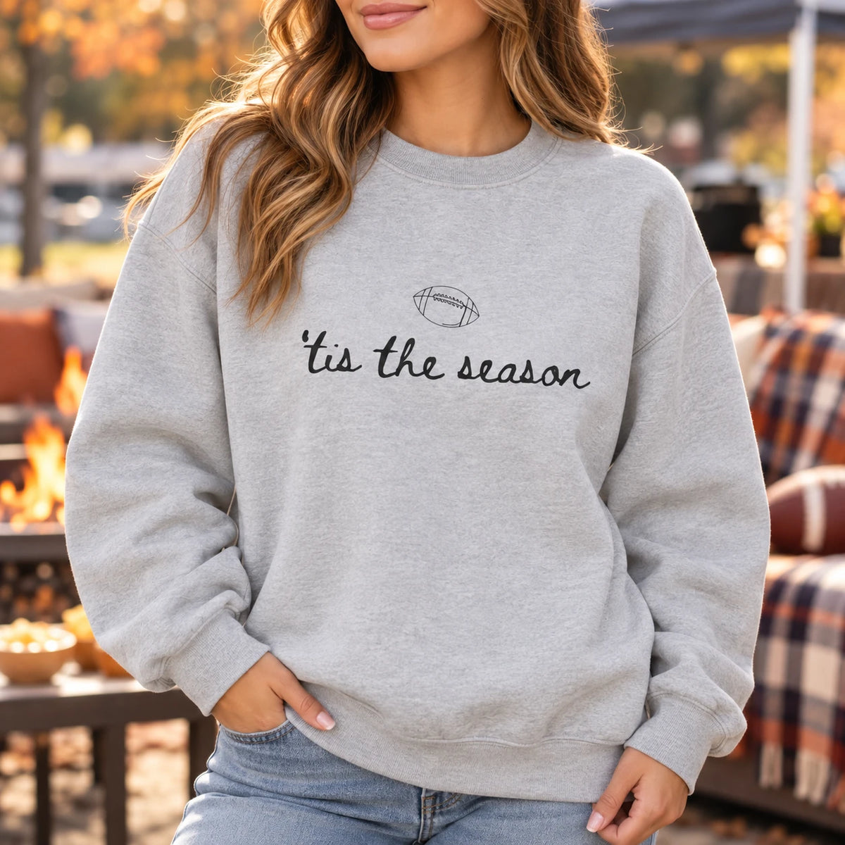 Women’s Football Game Day Tis The Season Sweatshirt Minimalist Fall Sports