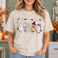 Women's Halloween Nurse Graphic T-Shirt Cute Ghost & Medical Squad Short-Sleeve Cotton Crewneck Top