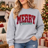 Women's Merry Christmas Sweatshirt Cute Glitter Graphic Crewneck Pullover Festive Holiday Casual Top