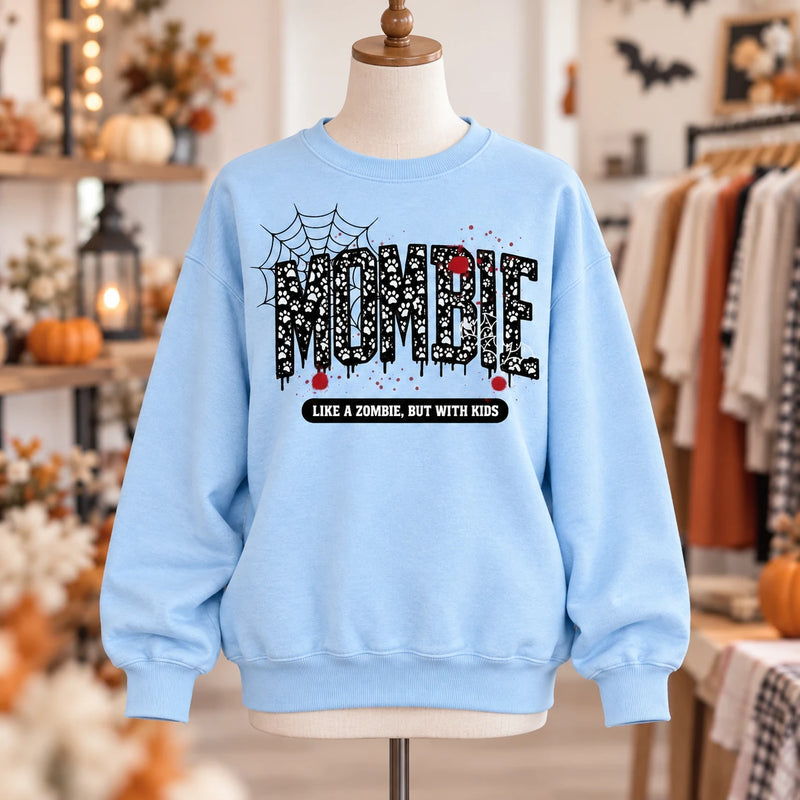 Women's Mombie Graphic Sweatshirt Funny Mom Zombie Pullover Halloween Crewneck Top