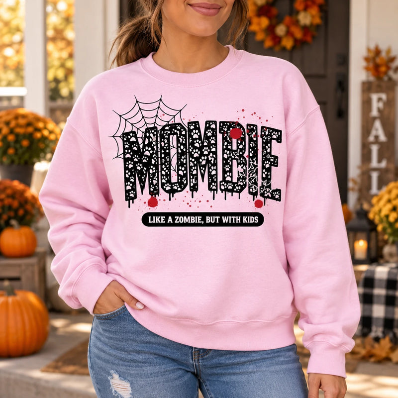 Women's Mombie Graphic Sweatshirt Funny Mom Zombie Pullover Halloween Crewneck Top