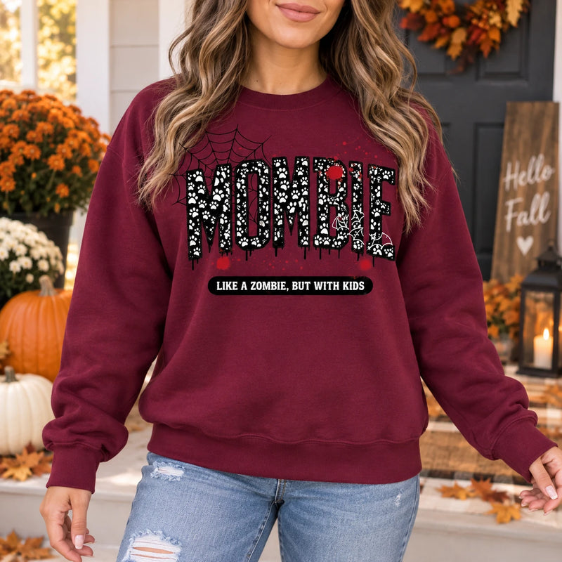 Women's Mombie Graphic Sweatshirt Funny Mom Zombie Pullover Halloween Crewneck Top
