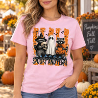 Women's Spooky Feral Raccoon Graphic T-Shirt Vintage Halloween Fall Animal Lover Tee