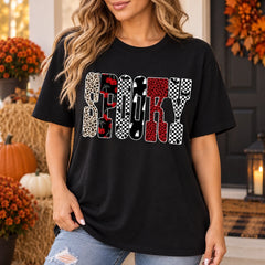 Women's Spooky Halloween Graphic T-Shirt Cute Retro Mixed Print Fall Tee