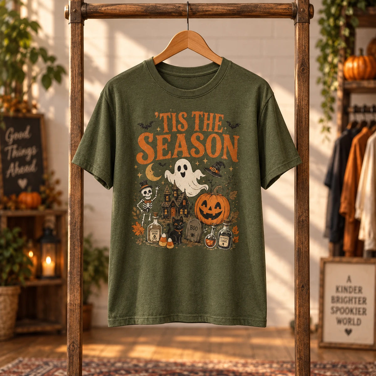 Women's Spooky Season Graphic Sweatshirt Vintage Witchy Halloween Cotton - Regular Fit Casual Streetwear