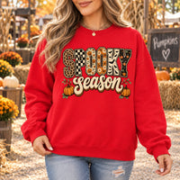 Women's Spooky Season Halloween Graphic Sweatshirt & Tee, Retro Leopard Checker Pumpkin Fall Top