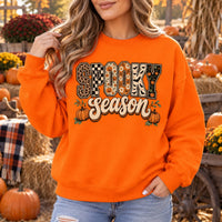 Women's Spooky Season Halloween Graphic Sweatshirt & Tee, Retro Leopard Checker Pumpkin Fall Top