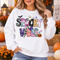Women's Spooky Vibes Graphic Sweatshirt Cute Pastel Ghost Halloween Long Sleeve Top
