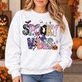Spooky Vibes Sweatshirt, Pastel Ghost and Pumpkin Graphic, Retro Halloween Outfit for Women