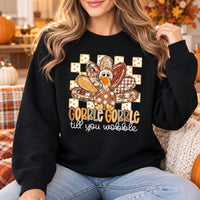 Women's Thanksgiving Sweatshirt, Gobble Gobble Till You Wobble Turkey, Funny Retro Floral Design, Cute Fall Holiday Outfit