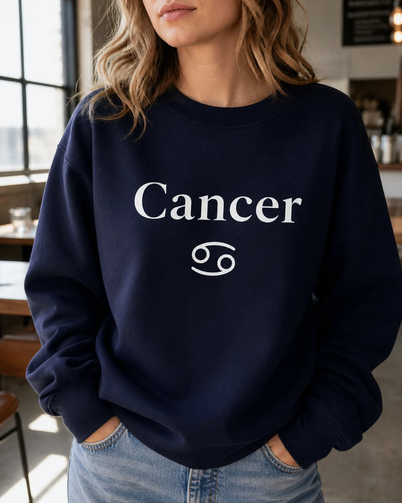 Zodiac Sign Gift Aries Taurus Gemini Cancer Sweatshirt Astrology Lover Unisex Minimalist – Cancer