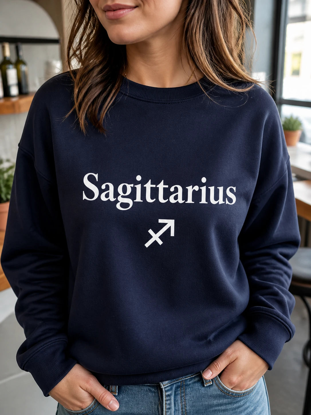 Zodiac Sign Gift Aries Taurus Gemini Cancer Sweatshirt Astrology Lover Unisex Minimalist – Sagittarius