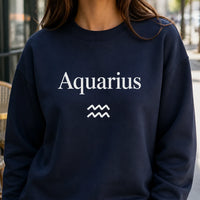 Zodiac Sign Gift Aries Taurus Gemini Cancer Sweatshirt Astrology Lover Unisex Minimalist – Aquarius