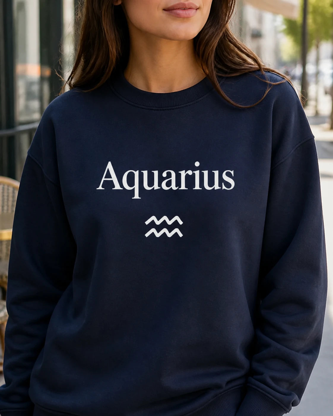Zodiac Sign Gift Aries Taurus Gemini Cancer Sweatshirt Astrology Lover Unisex Minimalist – Aquarius