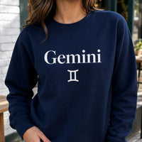Zodiac Sign Gift Aries Taurus Gemini Cancer Sweatshirt Astrology Lover Unisex Minimalist – Gemini