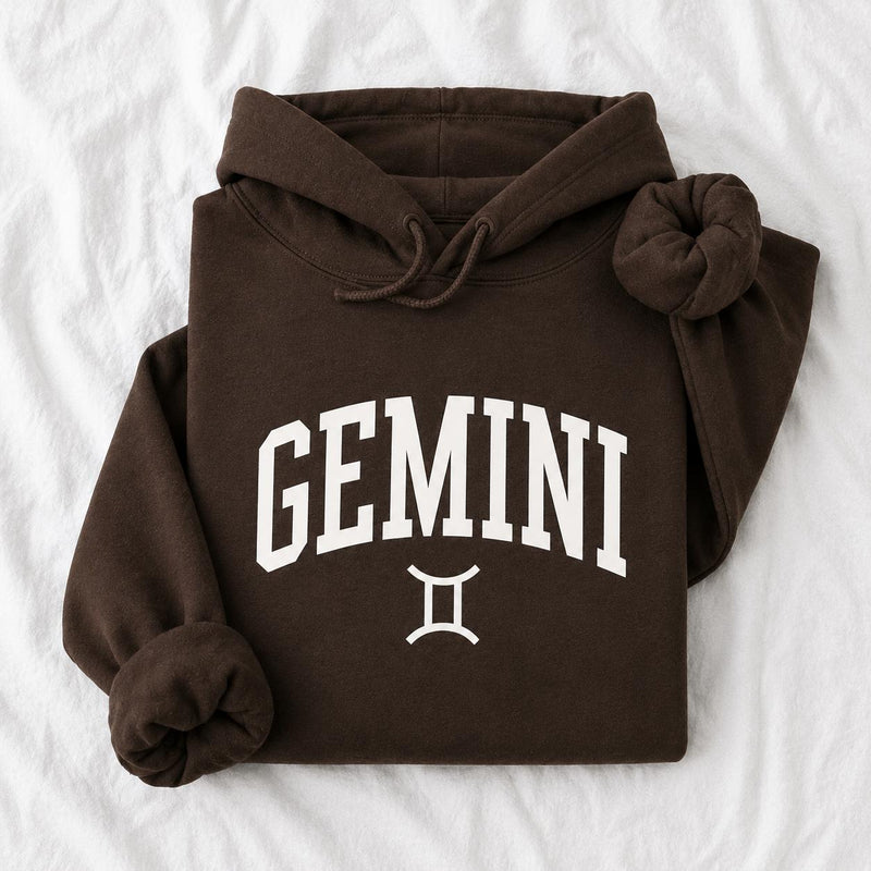 Zodiac Sign Hoodie, Name & Glyph Vintage Varsity Look