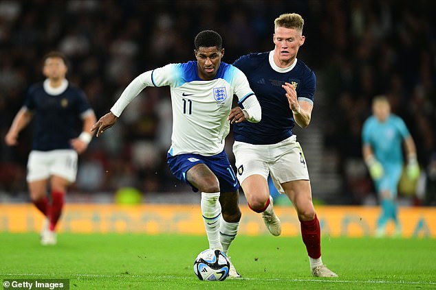 England forward Marcus Rashford was electric down the left against Scotland